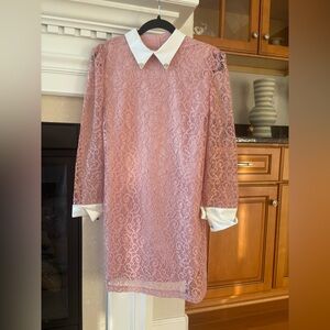 Sister Jane Pink Lace Dress with White Collar